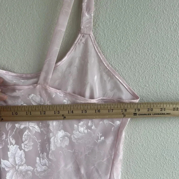 Private Luxuries Pink Slip Dress Night Gown Beaded Embossed Floral Satin XXL - Picture 8 of 10